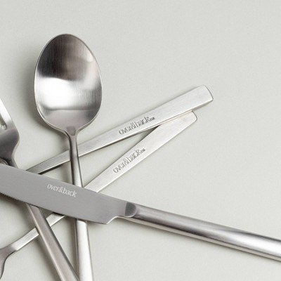over&back 20pc Modern Flatware Set Brushed Stainless: 18/8 Stainless Steel, Service for 4, Dishwasher-Safe, BPA-Free