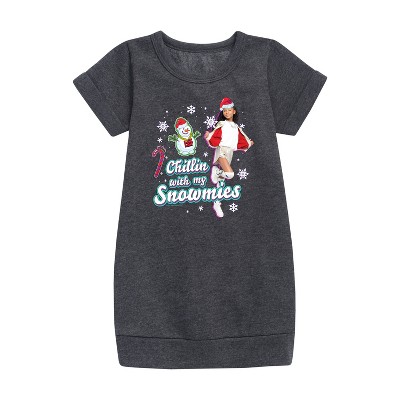 Nickelodeon Chillin With My Snowmies Graphic Short Sleeve Fleece Dress - Heather Charcoal - 2T