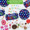 Hachikiko Colorful Dots Happy Birthday Party Plates, 100 Pack Blue and Rainbow Dots Paper Dinner Dessert Plates, Disposable Party Decorations - 4 of 4