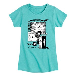 Girls' - Pokémon - Pikachu Manga Fitted Short Sleeve Graphic T-Shirt - 1 of 4
