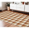 Orange Beige And Brick Red Wool Plaid Hand Tufted Area Rug - 2 of 4