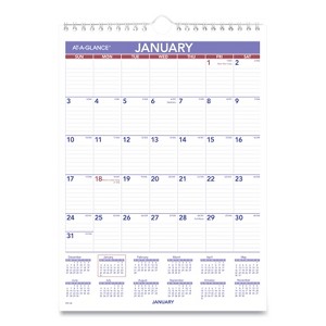 Monthly Wall Calendar with Ruled Daily Blocks, 8 x 11, White Sheets, 12-Month (Jan to Dec): 2026 - 1 of 4