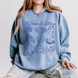 Simply Sage Market The Ocean Is Calling Collage Lightweight Garment Dyed Sweatshirt - 1 of 4