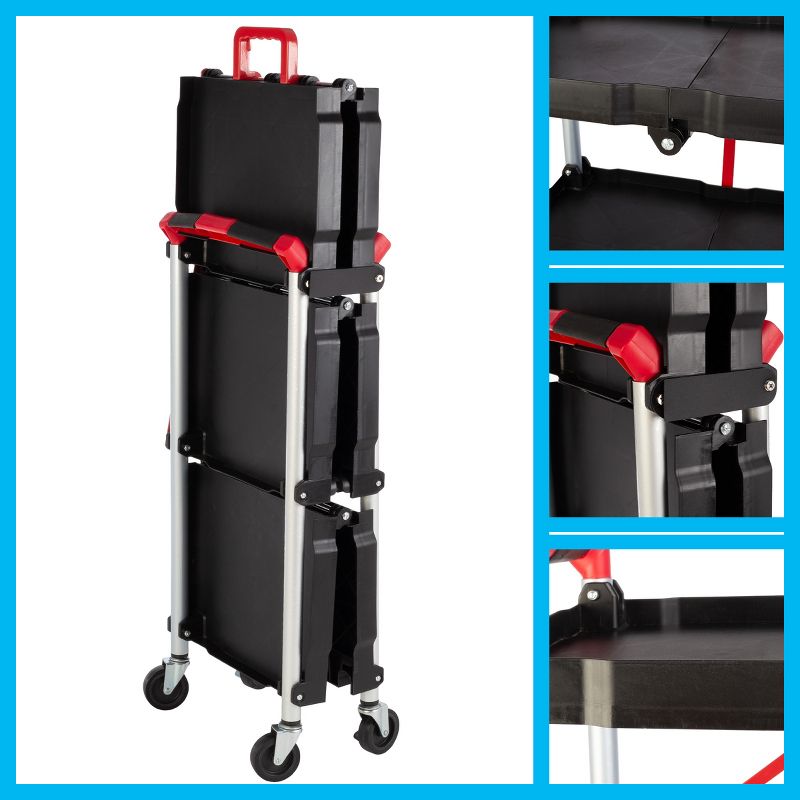 Stalwart Folding Cart with 50lb Capacity Per Shelf, 4 of 7
