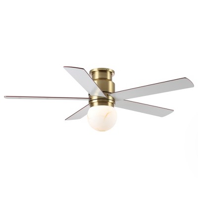 Parrot Uncle 52"Gold Modern Flush Mount Glass LED Ceiling Fan with Remote and Light