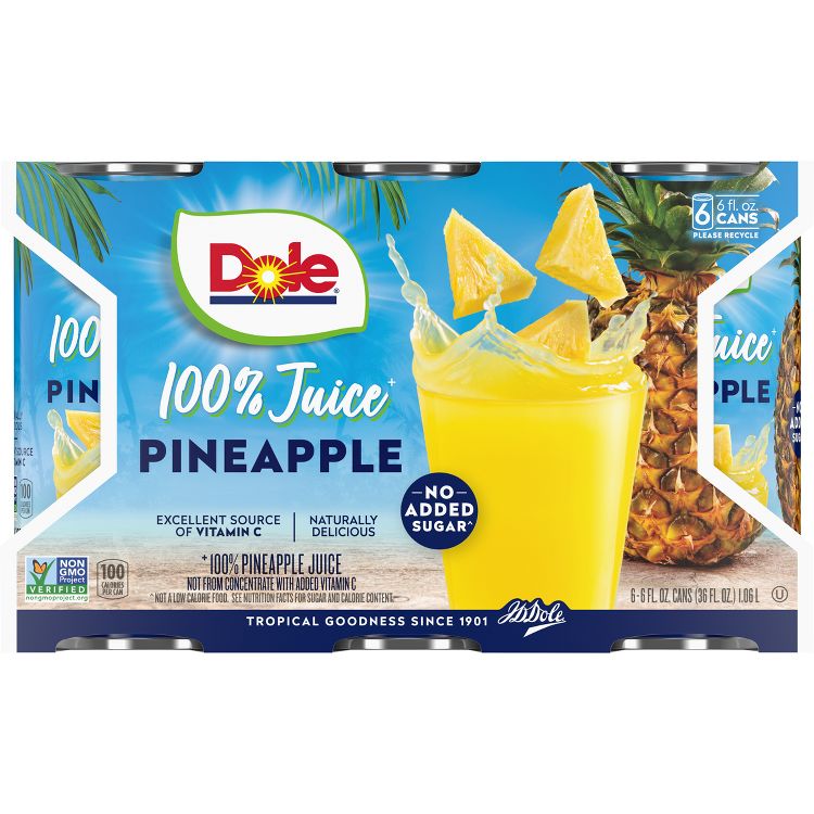 Dole 100% Pineapple Juice - 6pk/6 fl oz Cans, 2 of 7