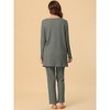 cheibear Women's 3pcs Knit Lounge Sleepwear Pants Shrug Cardigan  Pajama Set - 3 of 4