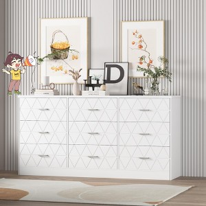 Jojoka 9 Drawer Storage Dresser with Power Strip, Modern Chest of Drawers for Bedroom and Living Room Organizer - 1 of 4