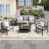 Heynemo Outdoor Patio Furniture Set, 4 Piece Patio Conversation Set with Coffee Table, Metal Furniture Set for Porch Backyard Garden, Grey - 2 of 4