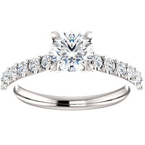 Pompeii3 1 Ct Round Diamond Engagement Ring 14k White Gold Prong Set Single Row - 1 of 4