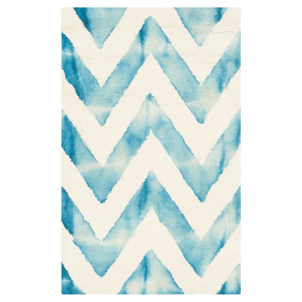 2'x3' Dip Dye Design Accent Rug Ivory/Turquoise - Safavieh