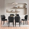 Bekrvio Mid Century Modern Dining Chairs, Upholstered Leather Armless Chairs with Checkered Pattern Back, for Kitchen & Dining Room - 3 of 4