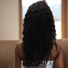 Unique Bargains Women's Medium Wave Curly Long Hair Wig 13x4in 150 Real Human Hair Black 1 Pc - 3 of 4