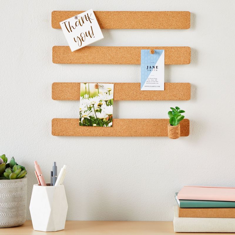 Juvale 6-Pack Cork Board Strips for Walls, Bulletin Board Strip Bar with Adhesive Tape, Hang Memo Pictures Note, 4 of 9