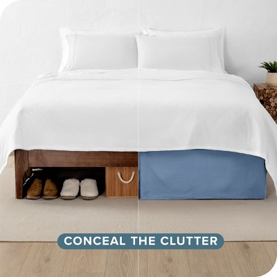 Coronet Blue Twin Polyester Pleated Bed Skirt with 15" Drop