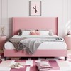Full/Queen/King Size Bed Frame, Upholstered Platform Velvet Bed Frame with Vertical Channel Tufted Wingback Headboard - 4 of 4