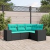 vidaXL Patio Sofa Set Black, Blue - Black and Blue Without Table - 2 of 4