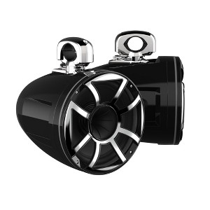 Wet Sounds REV 12 HD 12" Horn Loaded Compression Driver Tower Speakers with XS Grills & Stainless Swivel Clamps, 400 Watts RMS, Black, Pair - 1 of 4