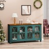 Elegant 59.45" 4-Door Antique Cabinet with Tempered Glass Doors, for Dining, Living Room, Hallway - 2 of 4
