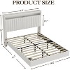 Full/Queen Size Floating Bed Frame, Upholstered Platform Bed with 50" Tall Storage Headboard, No Box Spring Needed - 2 of 4