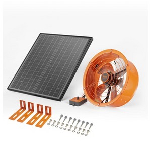 VEVOR Gable Mount Fan,14In Solar Power Attic Exhaust Fan with Adjustable Thermostat & Outer Mesh,1300 CFM Cool Upto 1850Sq.Ft,Quiet Ventilation,Orange - 1 of 4