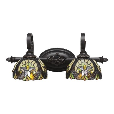 Toltec Lighting Elegante 2 - Light Vanity in  Dark Granite with 7" Ivory Cypress Art Glass Shade