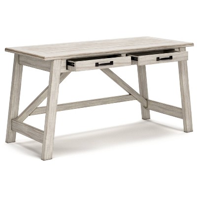 Transitional 60'' White Pine Home Office Desk with USB Port