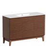 ROOMTEC 24 in. Bathroom Vanity with Ceramic Sink, Mid-Century Cabinet with 2 Soft-Close Doors, Freestanding, Wood Grain Laminate, Walnut - 4 of 4