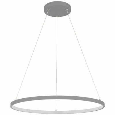 Matte Black Contemporary Circular LED Pendant Light, 31.5"