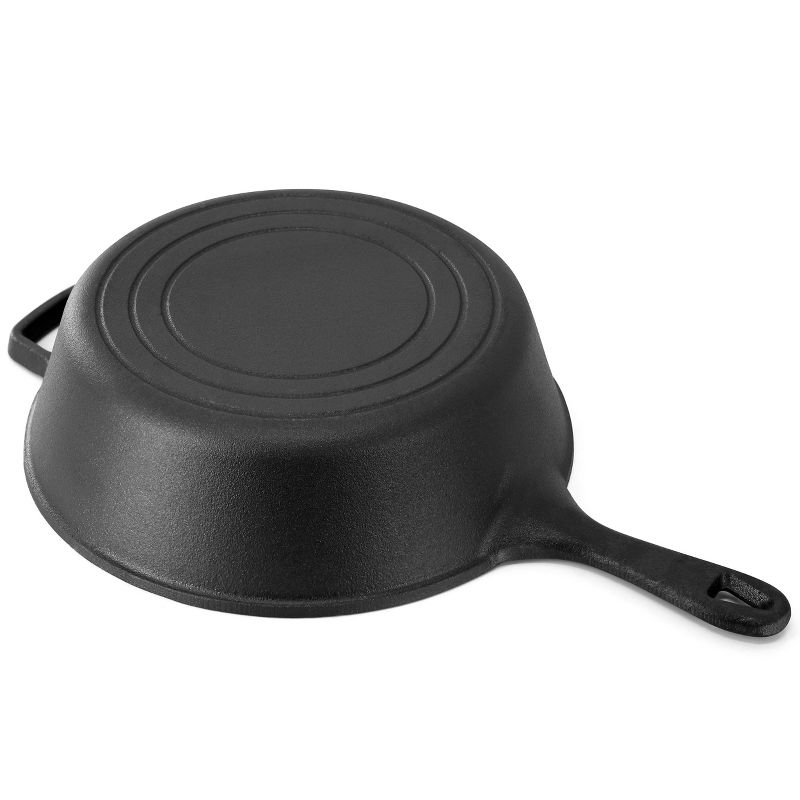 MegaChef 10.5 Inch 2-in-1 Pre-Seasoned Cast Iron Skillet and Fry Pan Set, 4 of 8