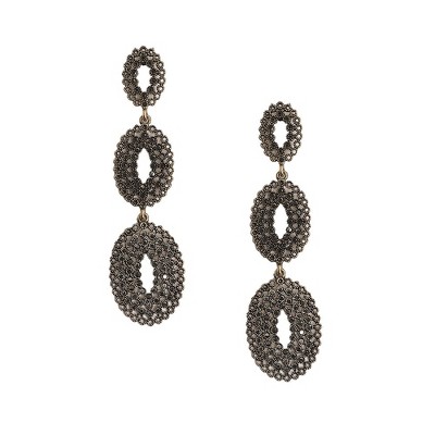 SOHI Women's Chalice Silver Intricate Oval Long Drop Earrings