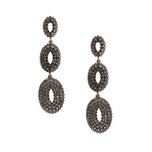 SOHI Women's Chalice Silver Intricate Oval Long Drop Earrings - 1 of 4