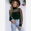 Amaryllis Women’s Sheer Polka Dot High Neck Blouse Pleated Bodice Long Puff Sleeves Smocked Cuffs - 3 of 4