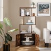 Tangkula 56" Tall 2-in-1 Hidden Cat Washroom Furniture w/3 Open Shelves Side Entry Doors - 2 of 4