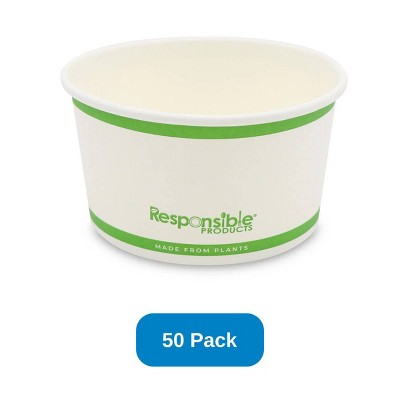 Responsible Products 6 oz Paper Food Container PLA Lined - Pack of 50