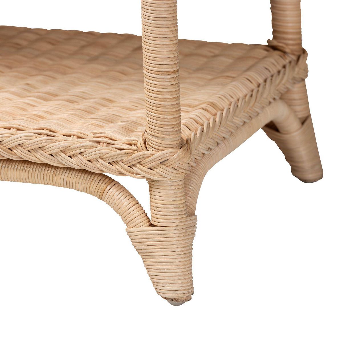 bali & pari Oxford Braided Natural Rattan Console Table with Open Shelf Natural Brown - thumbnail 5