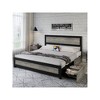 Bed Frame With Headboard, Industrial Platform Bed Frame with 4 Storage Drawers and Charge Station, Strong Metal Slats Support. - 3 of 4
