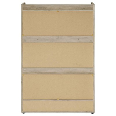Beige and Gray 3-Tier Modern Wood Shoe Cabinet