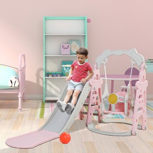 Infurnic Baby Activity Gyms 3-in-1 Kids Fun Play Set, Slide, Swing and Basketball Hoop in One, Multicolored, 25"*31.5"*41.5" - 1 of 4