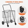ORRD Folding Shopping Cart with Double Baskets, 110LBS Capacity Jumbo Grocery Cart, 360° Swivel Wheels Heavy Duty Utility Cart for Laundry - 3 of 4