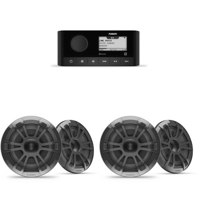 Fusion MS-RA60 Marine Stereo + 2 Pairs EL-F653SPG 6.5" Marine Coax - Gray