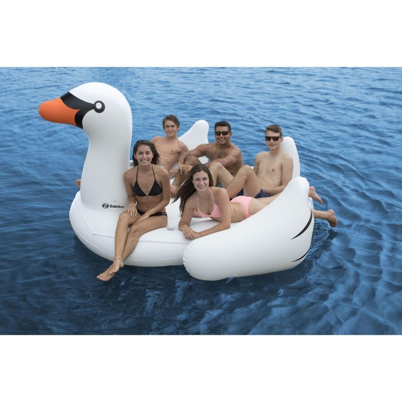 Solstice 116" Giant Inflatable Swan Shaped 4-Person Raft Island - White, 4 of 5
