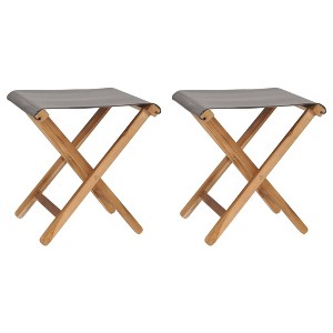 vidaXL Folding Chairs 2 pcs Solid Teak Wood and Fabric Dark Gray - 1 of 4