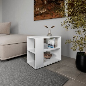 Vynxaria Modern Side Table, Open Storage, Melamine, White, 19.7"H x 23.6"W x 11.8"D - 1 of 4