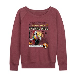 Women's - Disney - The Nightmare Before Christmas Lightweight French Terry Wide Neck Long Sleeve Graphic Shirt - 1 of 4