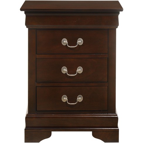 Passion Furniture Louis Philippe 3 Drawer White Nightstand 29 in. H x 16 in. W x 21 in. D