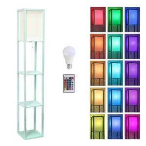 Simple Designs Three Shelf Etagere Floor Lamp Aqua - 1 of 4