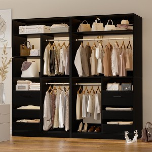 Aheaplus 72'' Set of 2 Freestanding Closet System with 6 Drawers and 4 Hanging Rods, Reversible Wardrobe with Shelves - 1 of 4