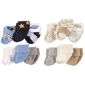 Luvable Friends Infant Boy Cotton Terry Socks, 12-Piece, Space Safari, 0-3 Months - 1 of 1