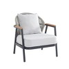 Outdoor Club Chairs with Gray Cushions, Rope Patio Club Chair with Iron Frame and Wood Armrests,Rope Backrest Garden Lounge Club Chair-Koiai - 2 of 4